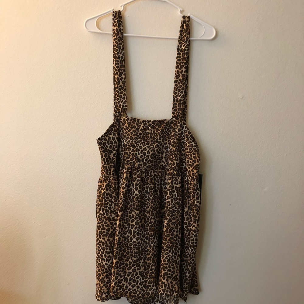 Cheetah print suspender skirt